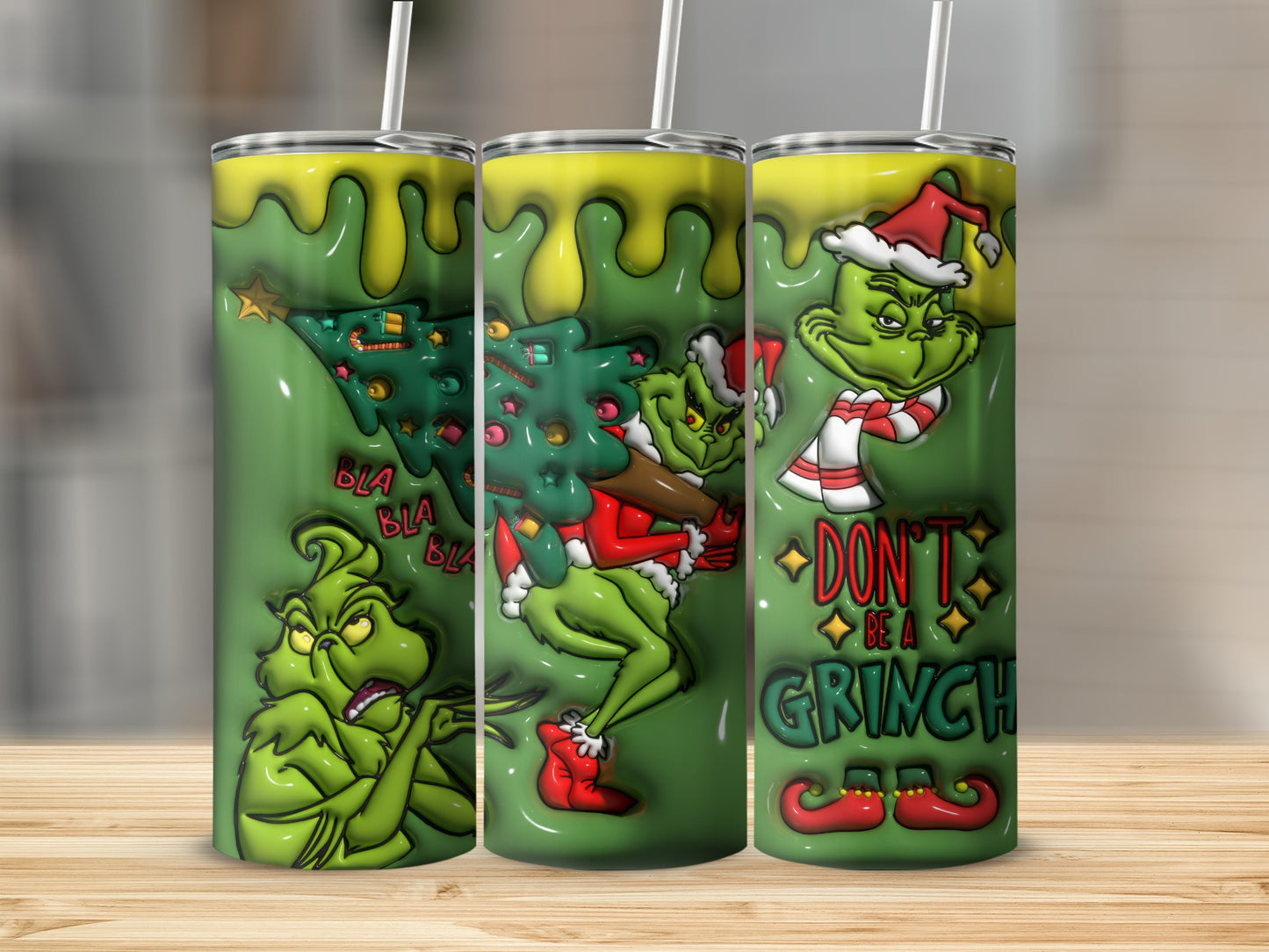 Bla Bla Bla Don't Be a Grinch Christmas Tumbler