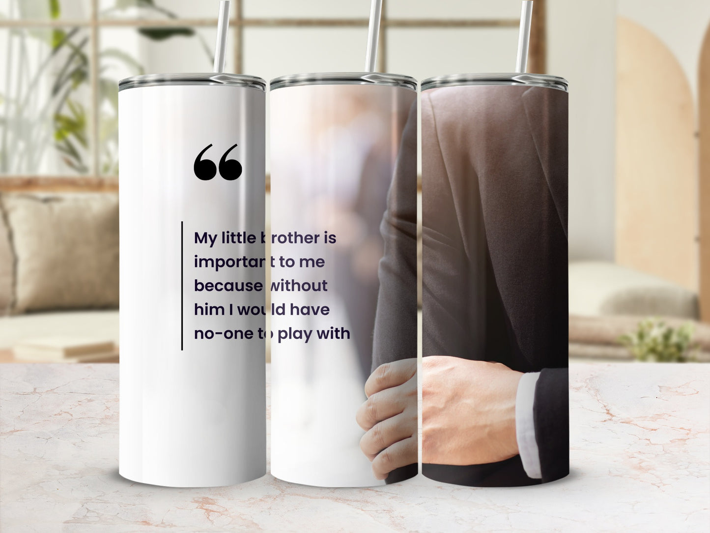 Personalized Brother Quote and Hand Suit Tumbler