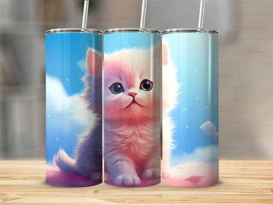 Cute Fluffy White Kitten Sky Clouds Adorable Drinkware product type