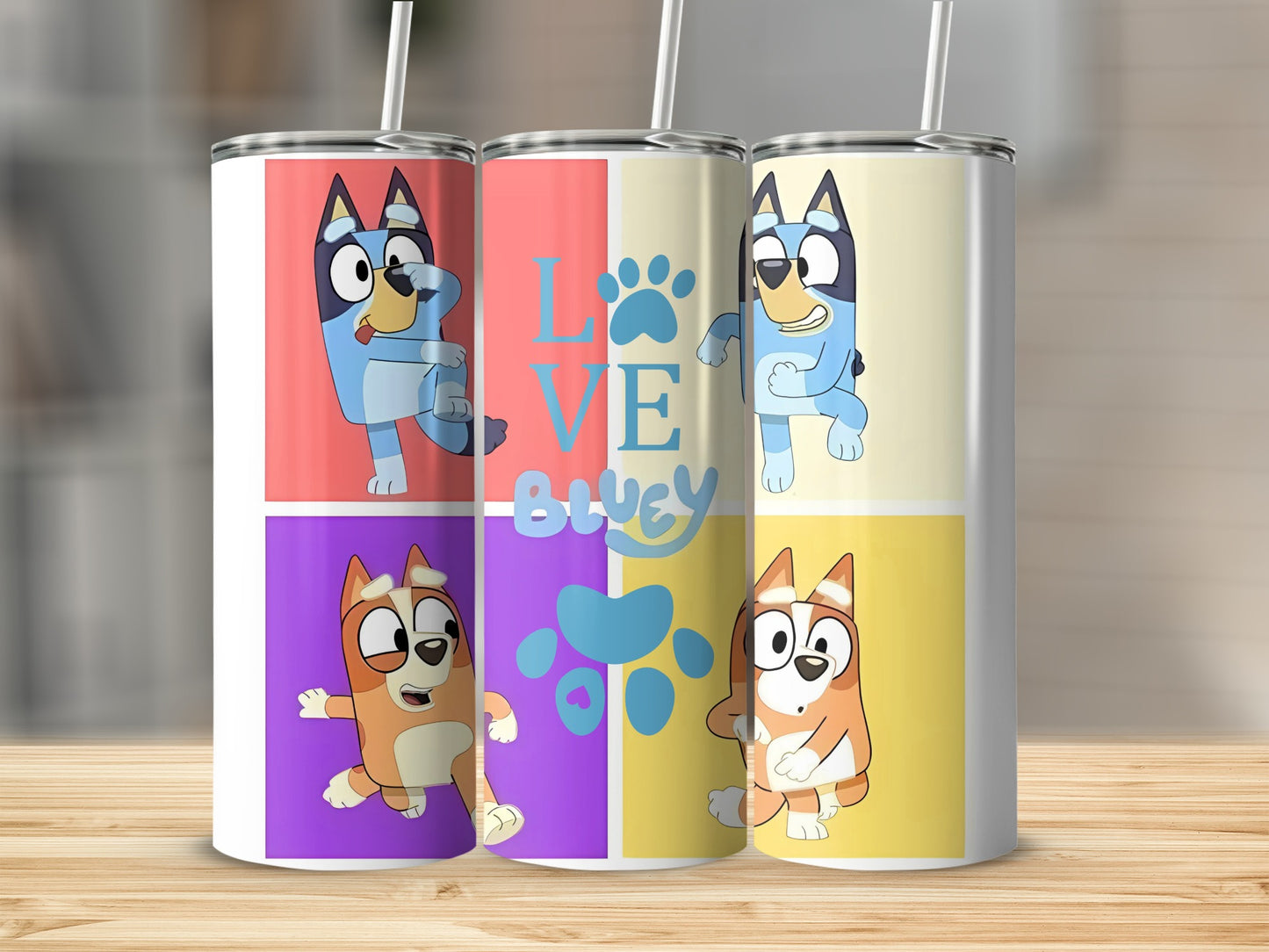 Colorful Bluey Cartoon Pattern Insulated Tumbler Cup