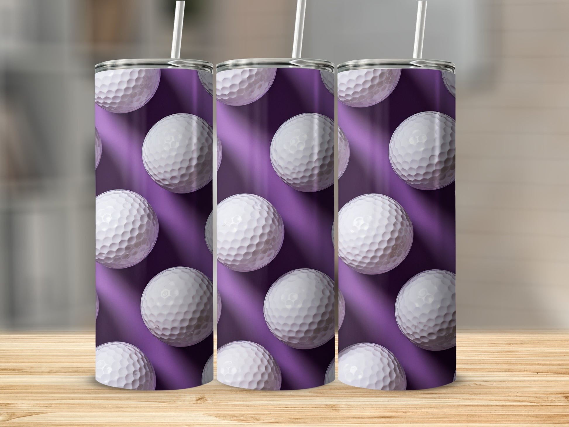 Purple Golf Ball Patterned Tumbler for Stylish Beverages