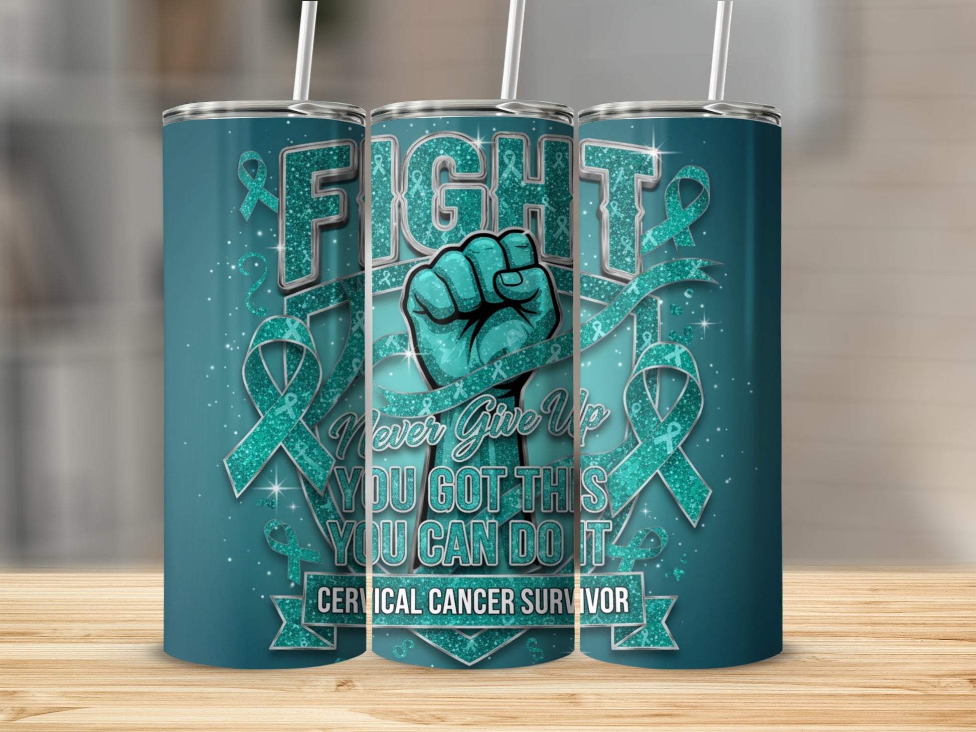 Fight Cervical Cancer Survivor Inspirational Tumbler