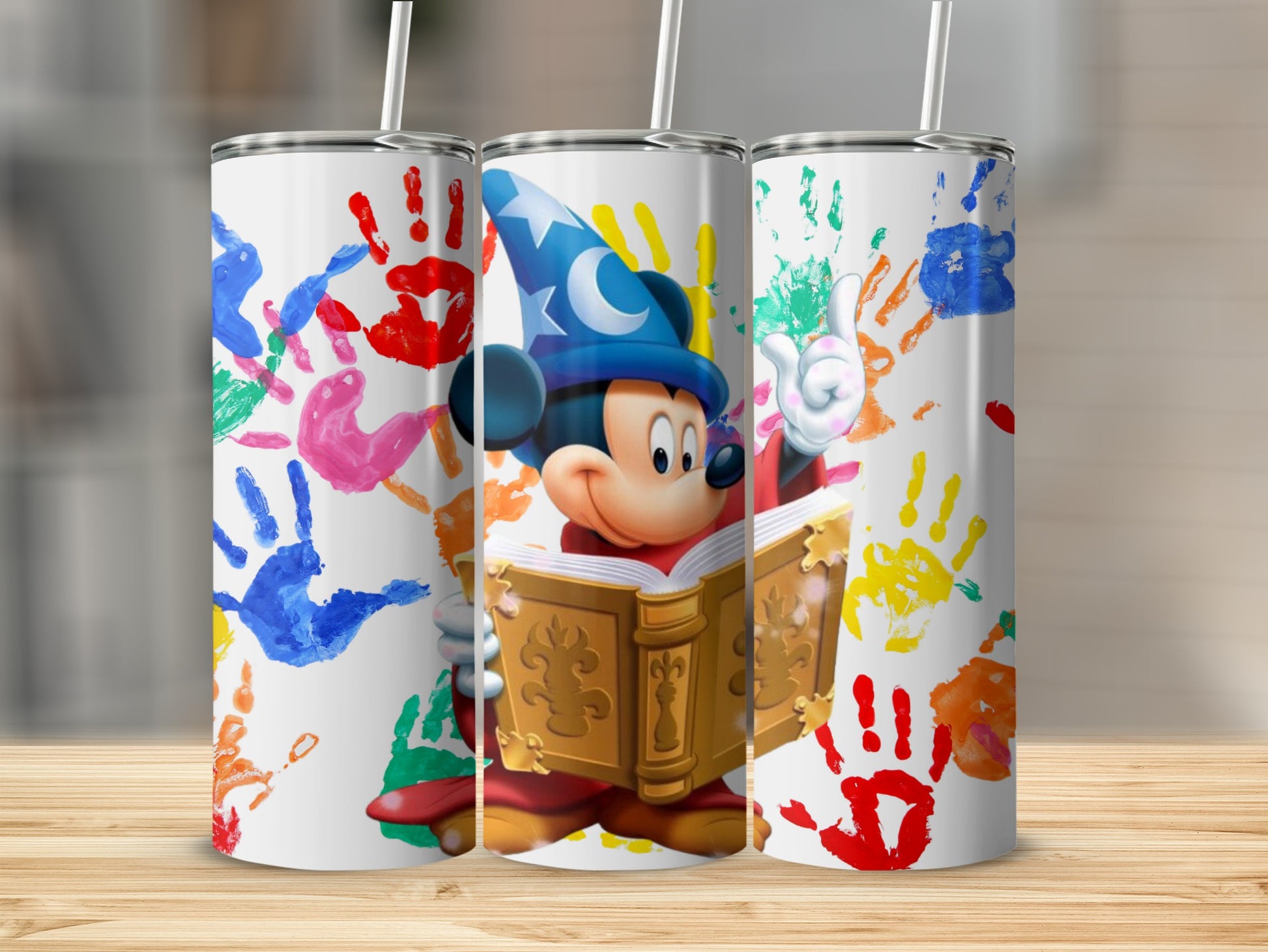 Sorcerer Mickey Mouse Tumbler Handprint Design