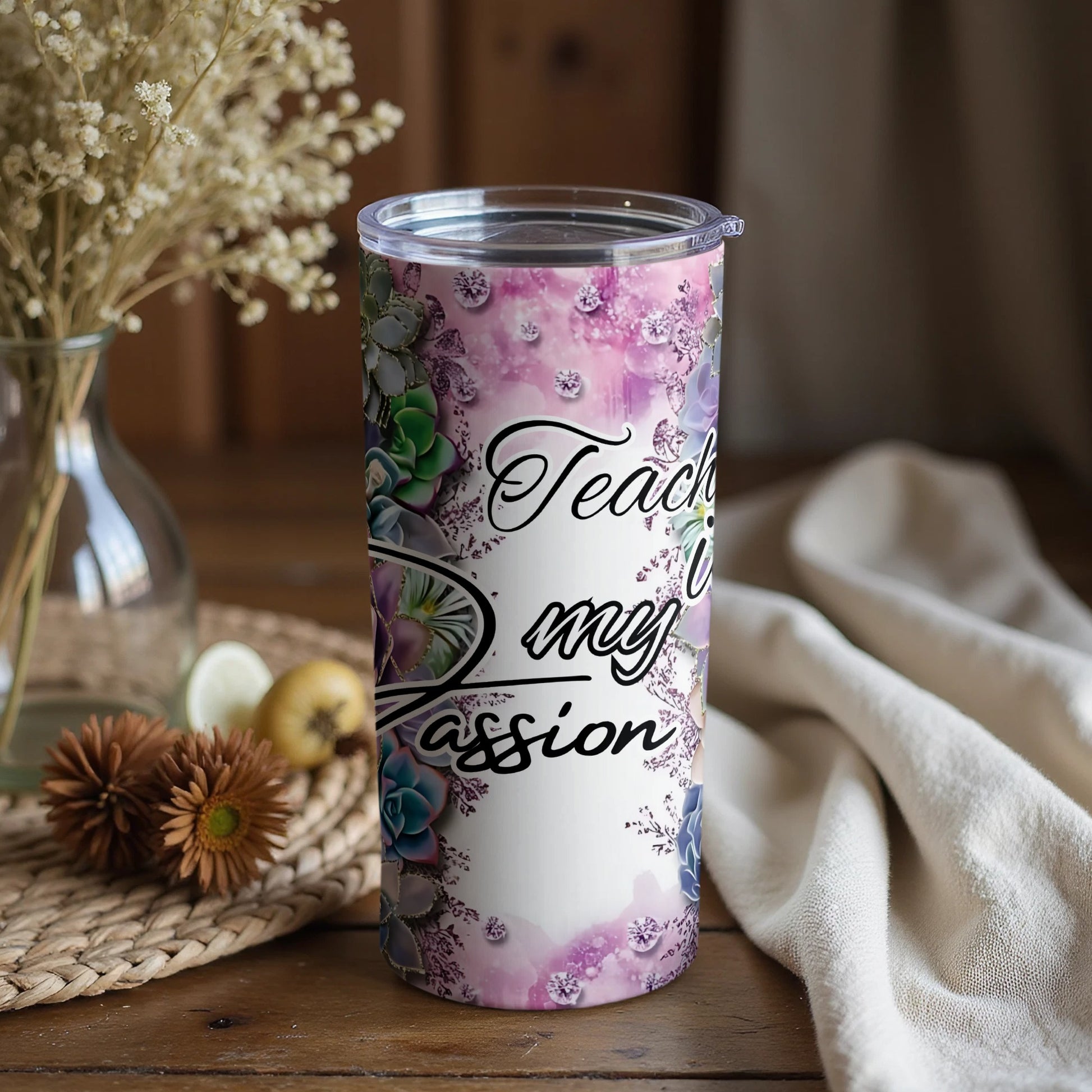 Teaching is My Passion Floral Tumbler Product