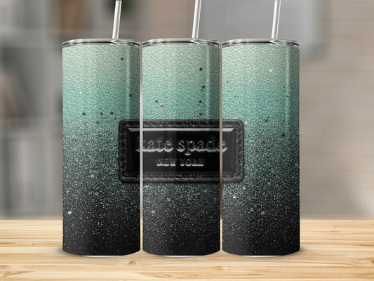Kate Spade Inspired New York Green Black Sparkle Design Tumblers