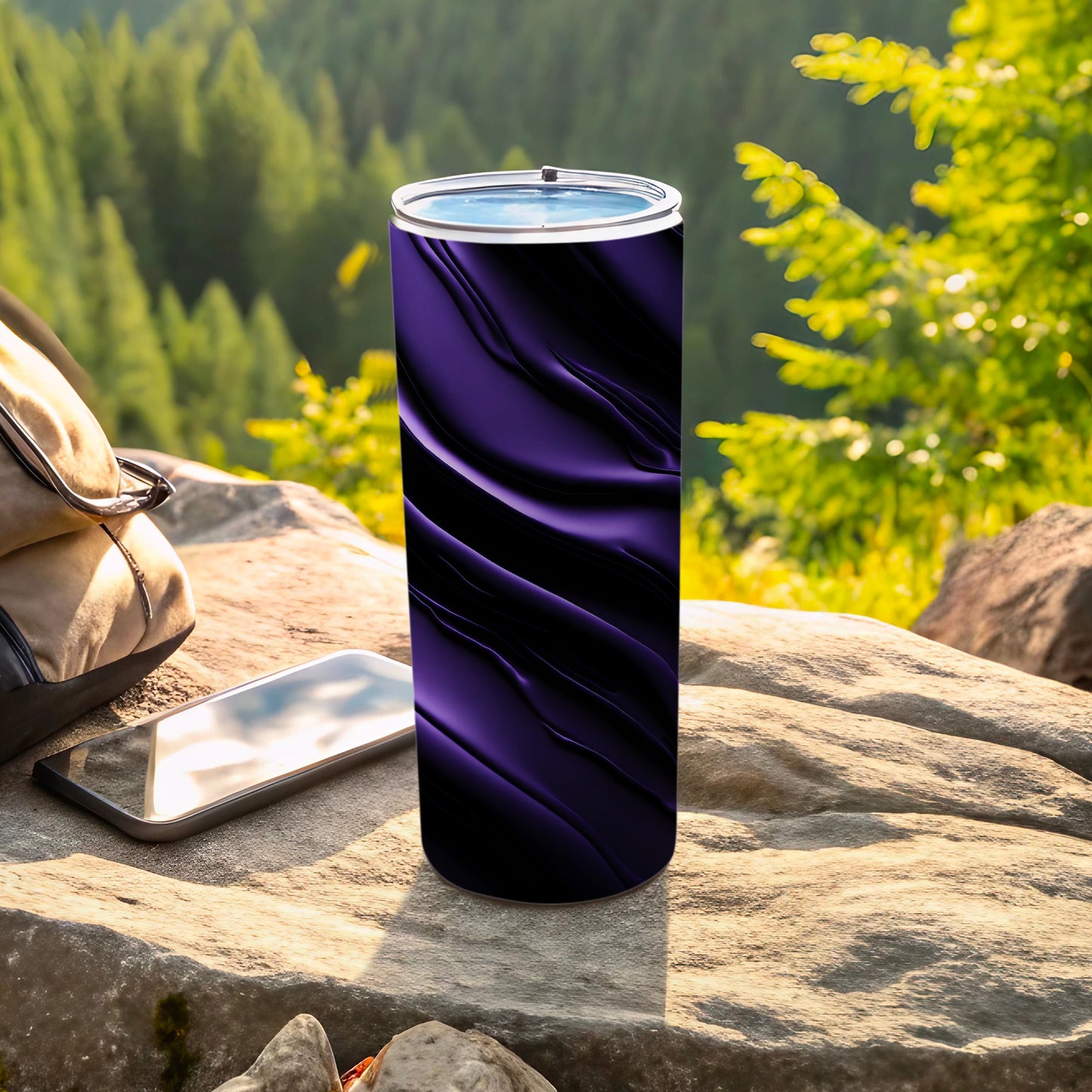 Vibrant Purple Black Waves Abstract Pattern Tumbler product type