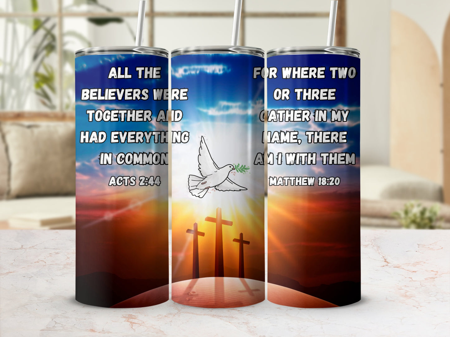 Inspirational Christian Quotes Sunrise Background Tumbler
