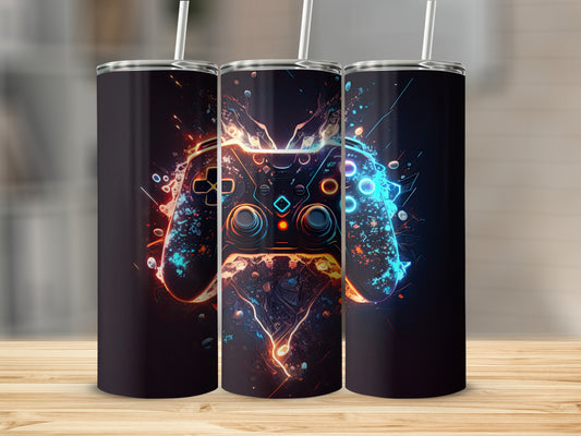 Energetic Gaming Controller Art Stainless Steel Tumbler