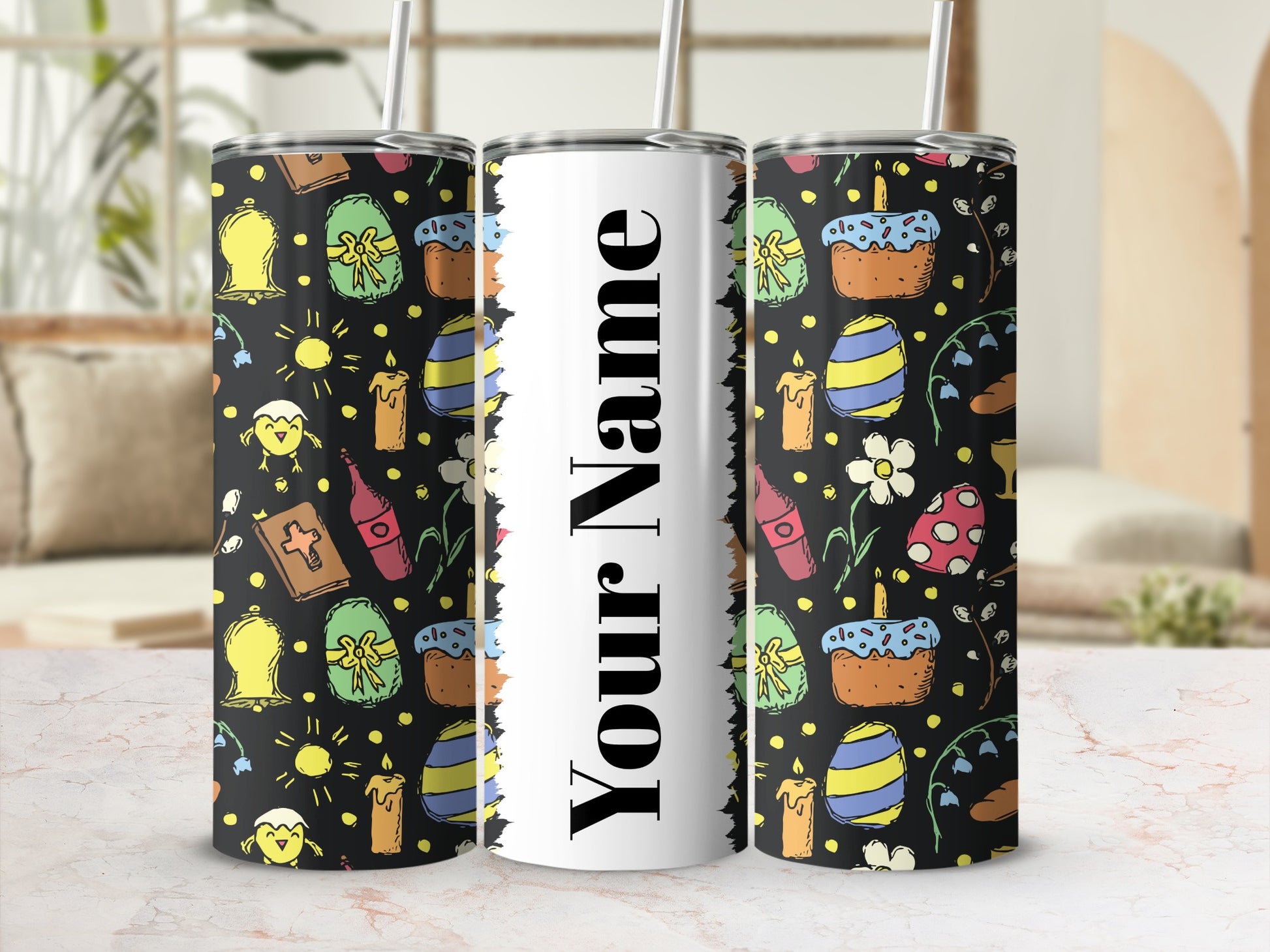 Personalized Easter Themed Tumbler with Custom Name