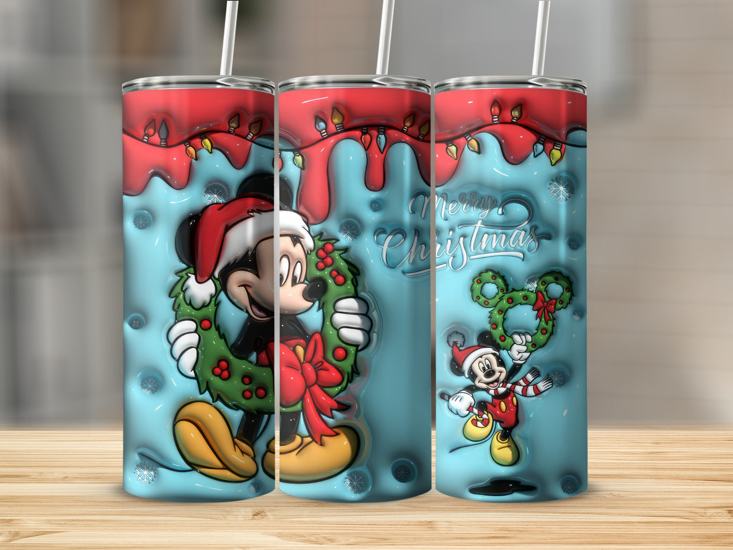 Festive Mickey Mouse Merry Christmas Tumbler