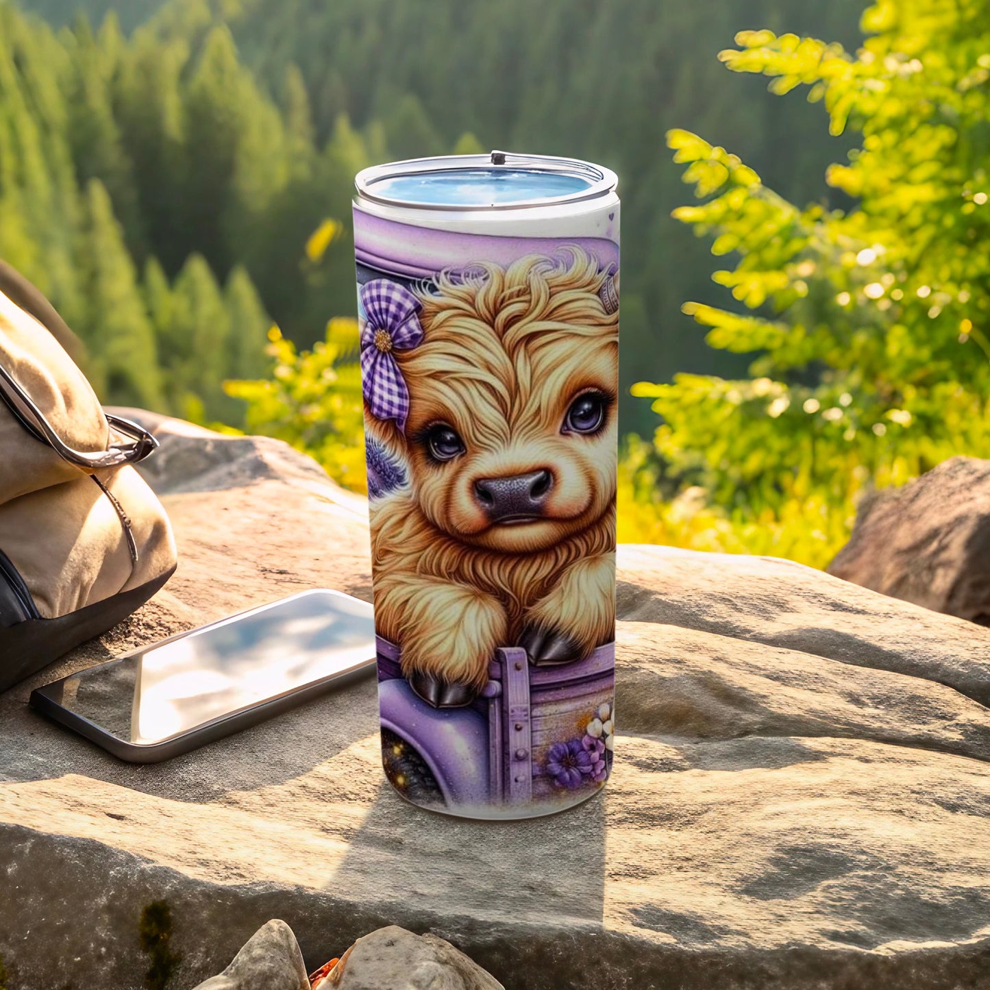 Adorable Highland Cow Themed Travel Tumbler for Sale