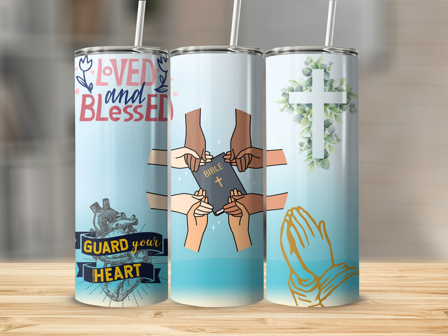 Loved and Blessed Guard Your Heart Bible Prayer tumbler