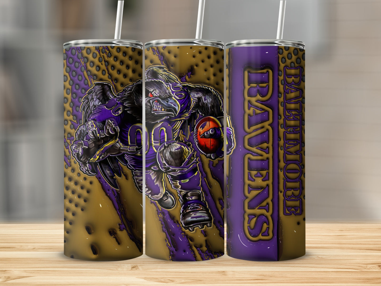 Baltimore Ravens Running Back Mascot Artwork Design Tumblers