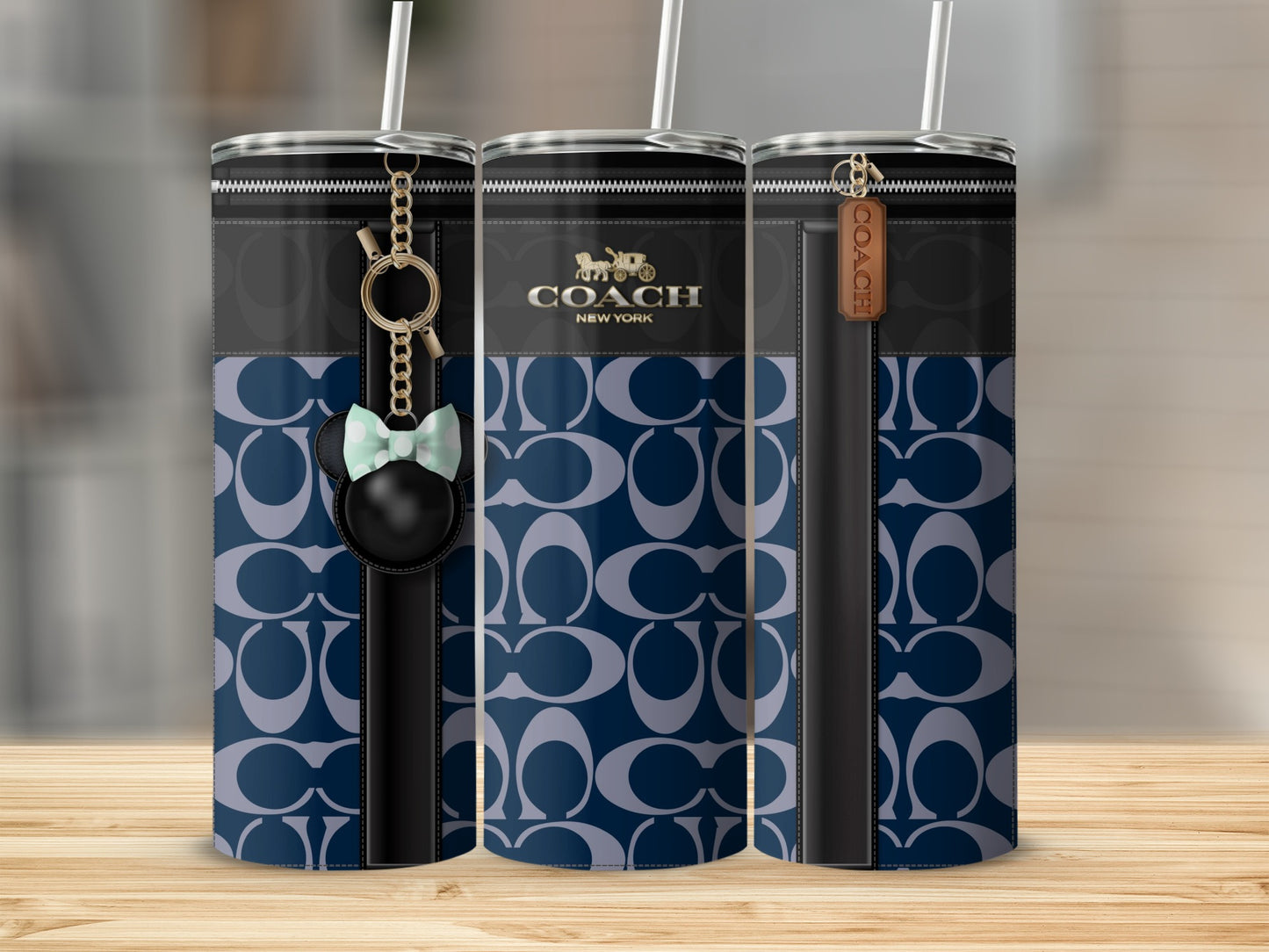 Cute Minnie Keychain Holder on Luxurious Tumbler Bottle