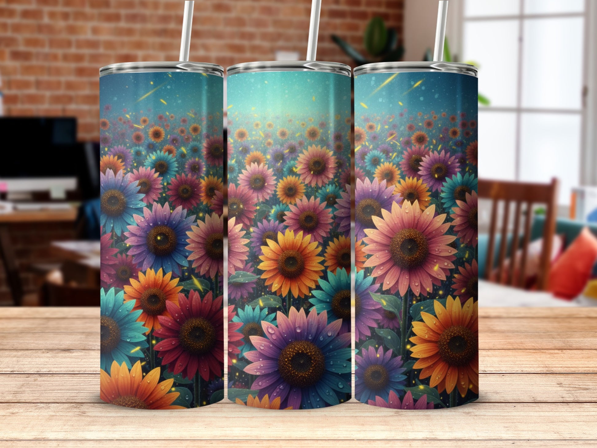 Colorful Sunflower Pattern Insulated Tumbler Product