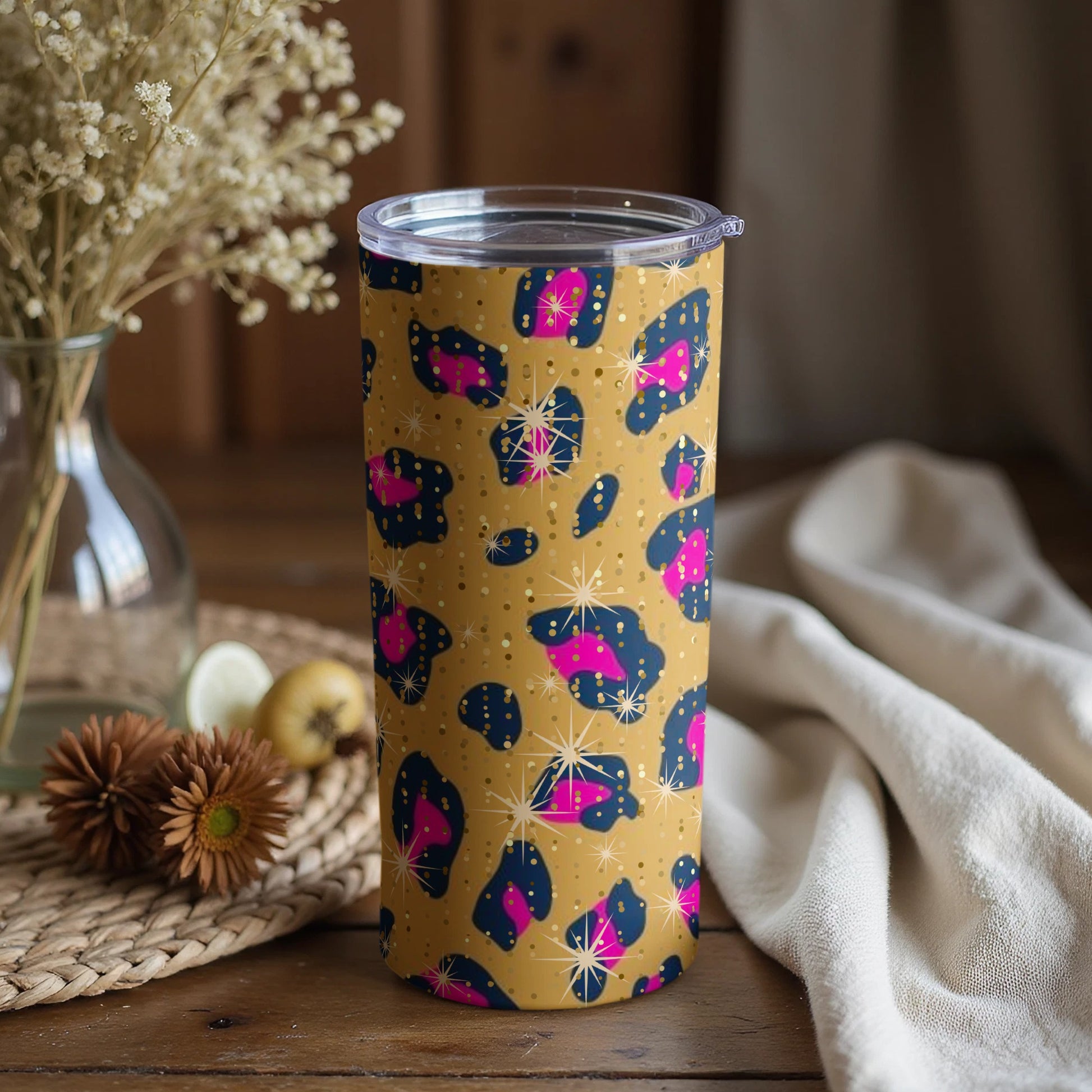 Colorful Leopard Print Insulated Tumbler Cup 20oz
