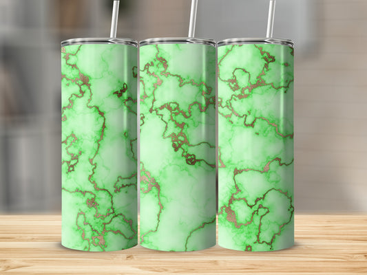 Lime Green With Rose Gold Marble Veins Pattern Tumblers