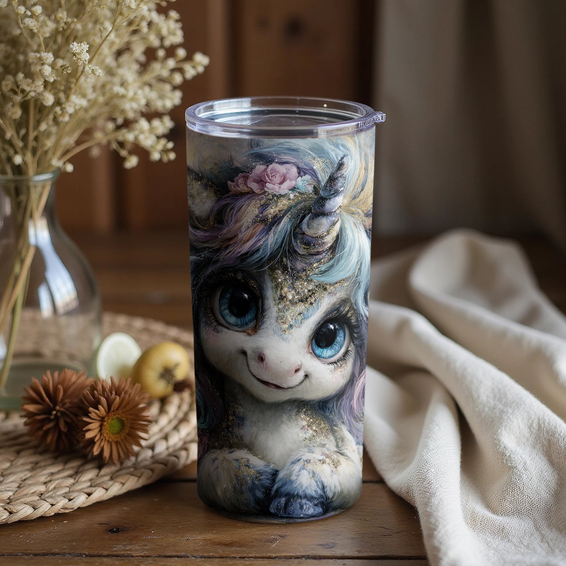Adorable Baby Unicorn Design Insulated Tumbler