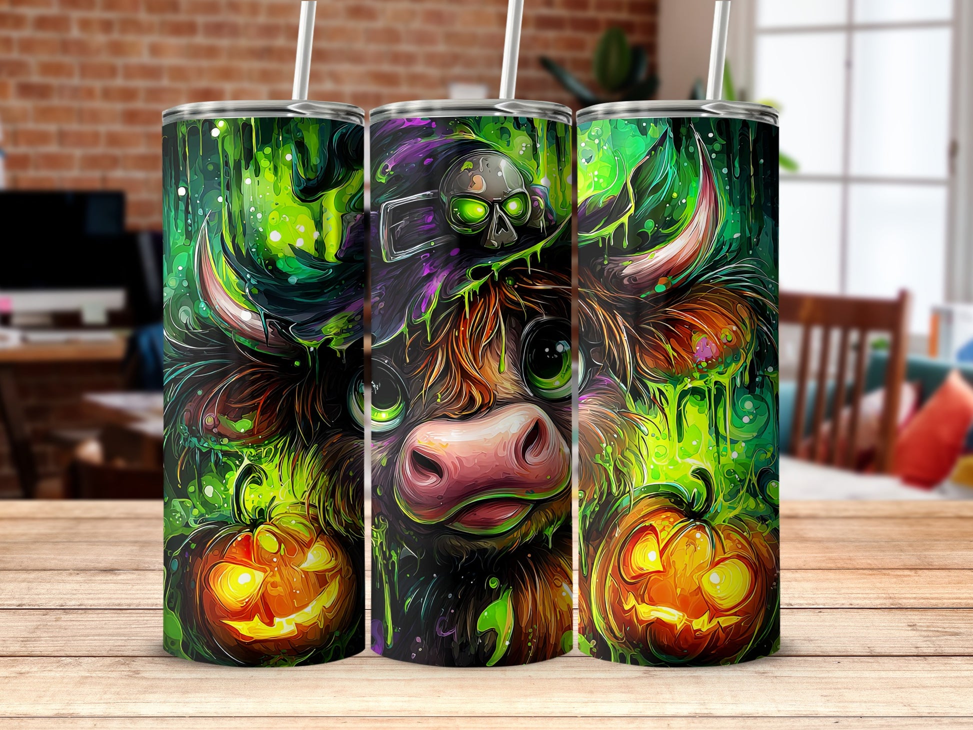 Festive Halloween Inspired Tumbler with Vibrant Design