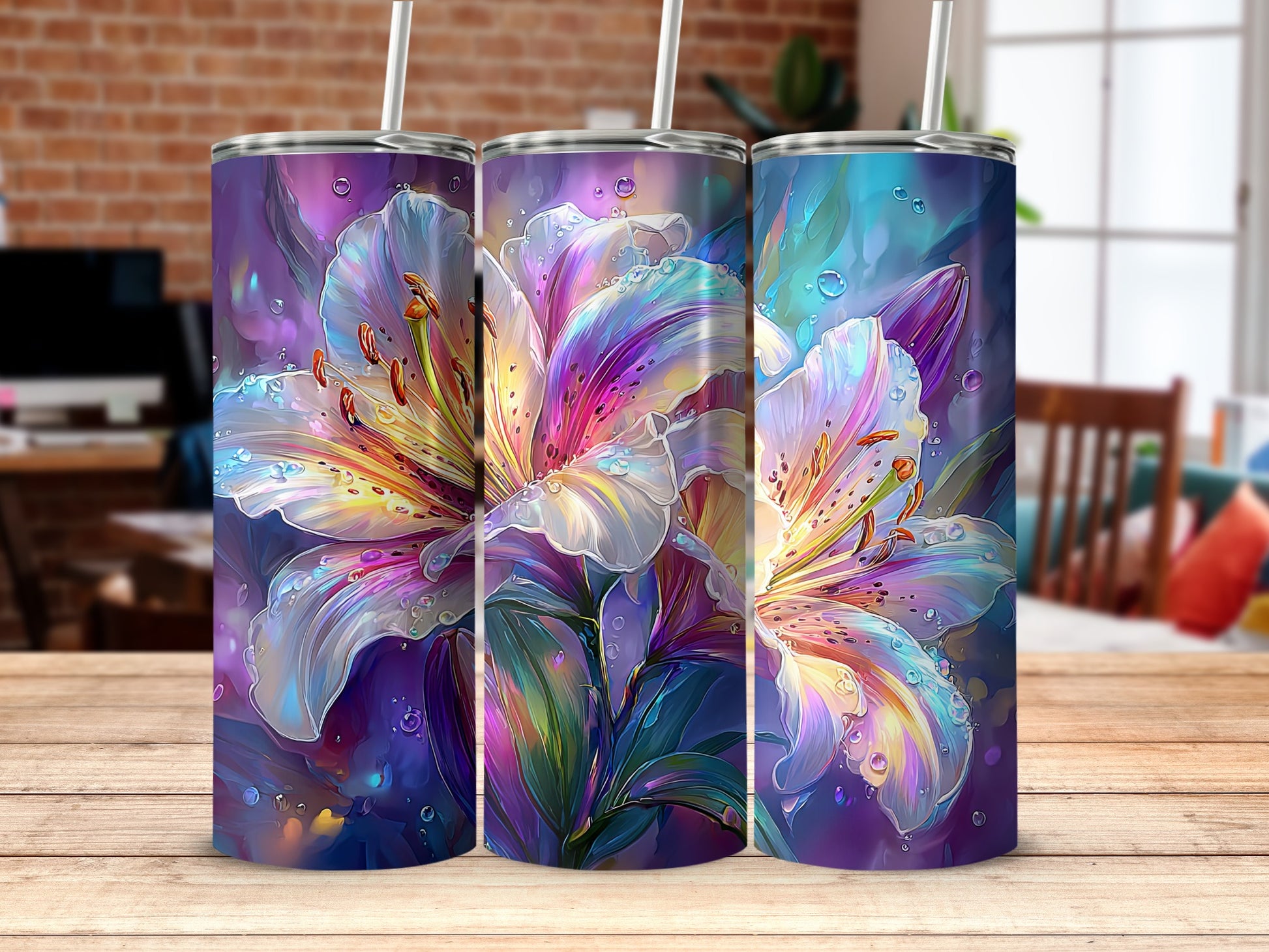 Colorful Floral Tumbler with Artistic Design