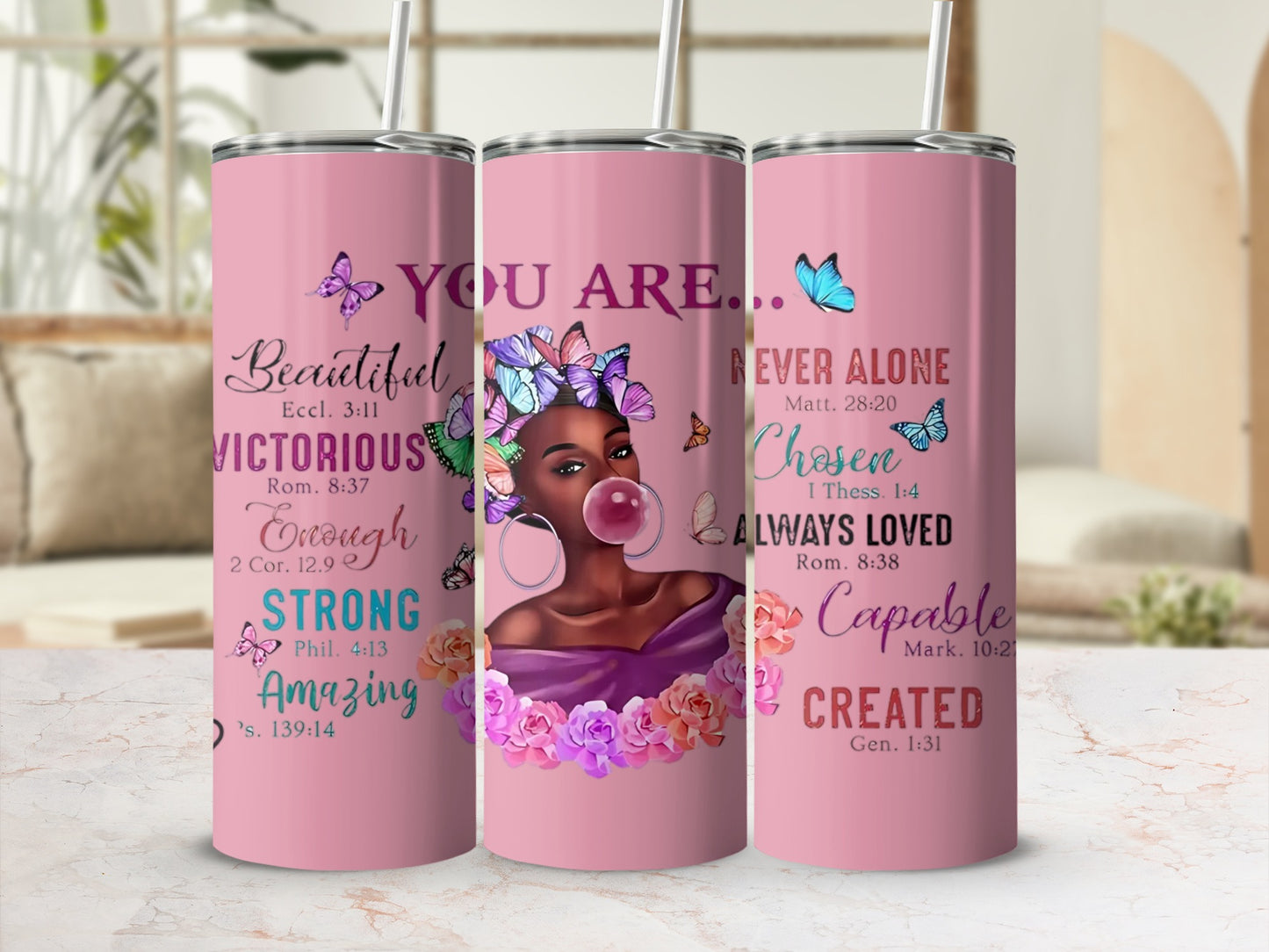 Inspirational Motivational Quotes Tumbler With Straw