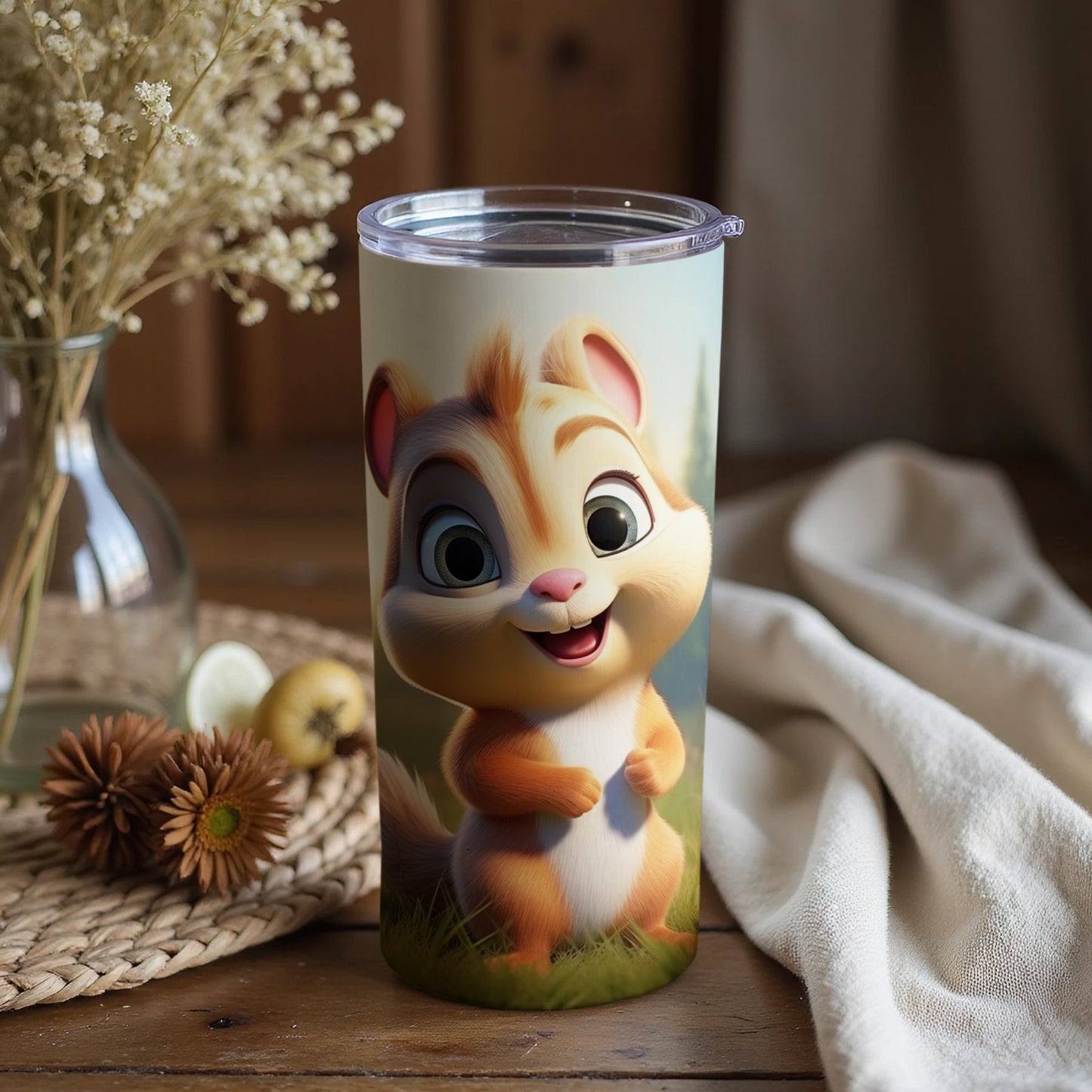 Cute Cartoon Animal-Themed Travel Tumbler