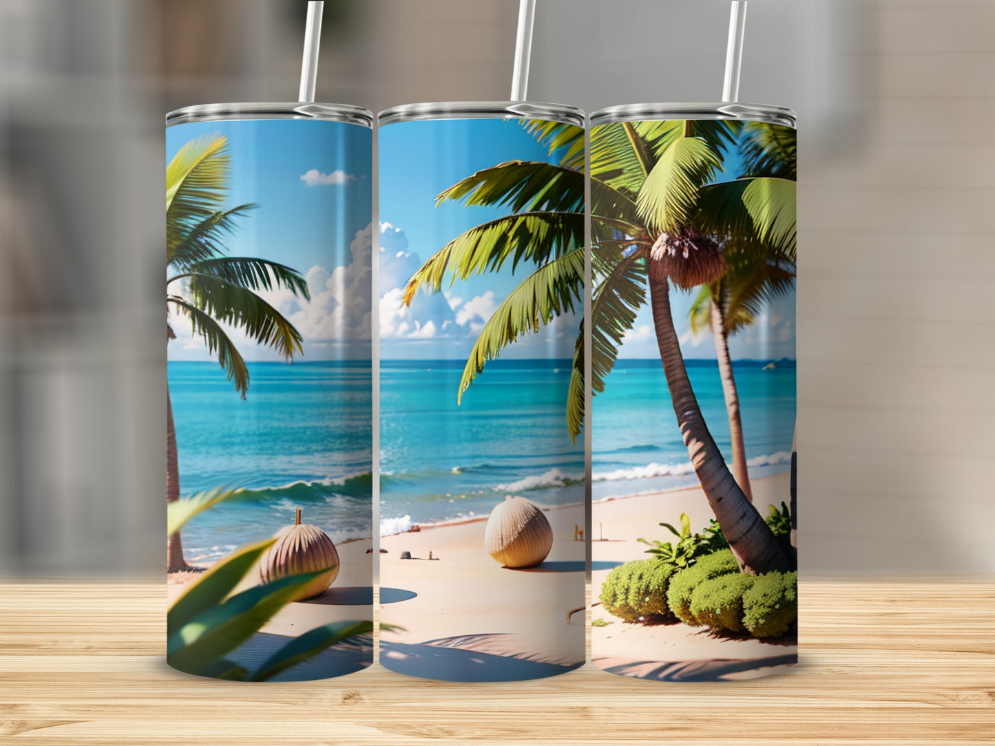 Tropical Beach Scene Tumbler Perfect for Summer Days