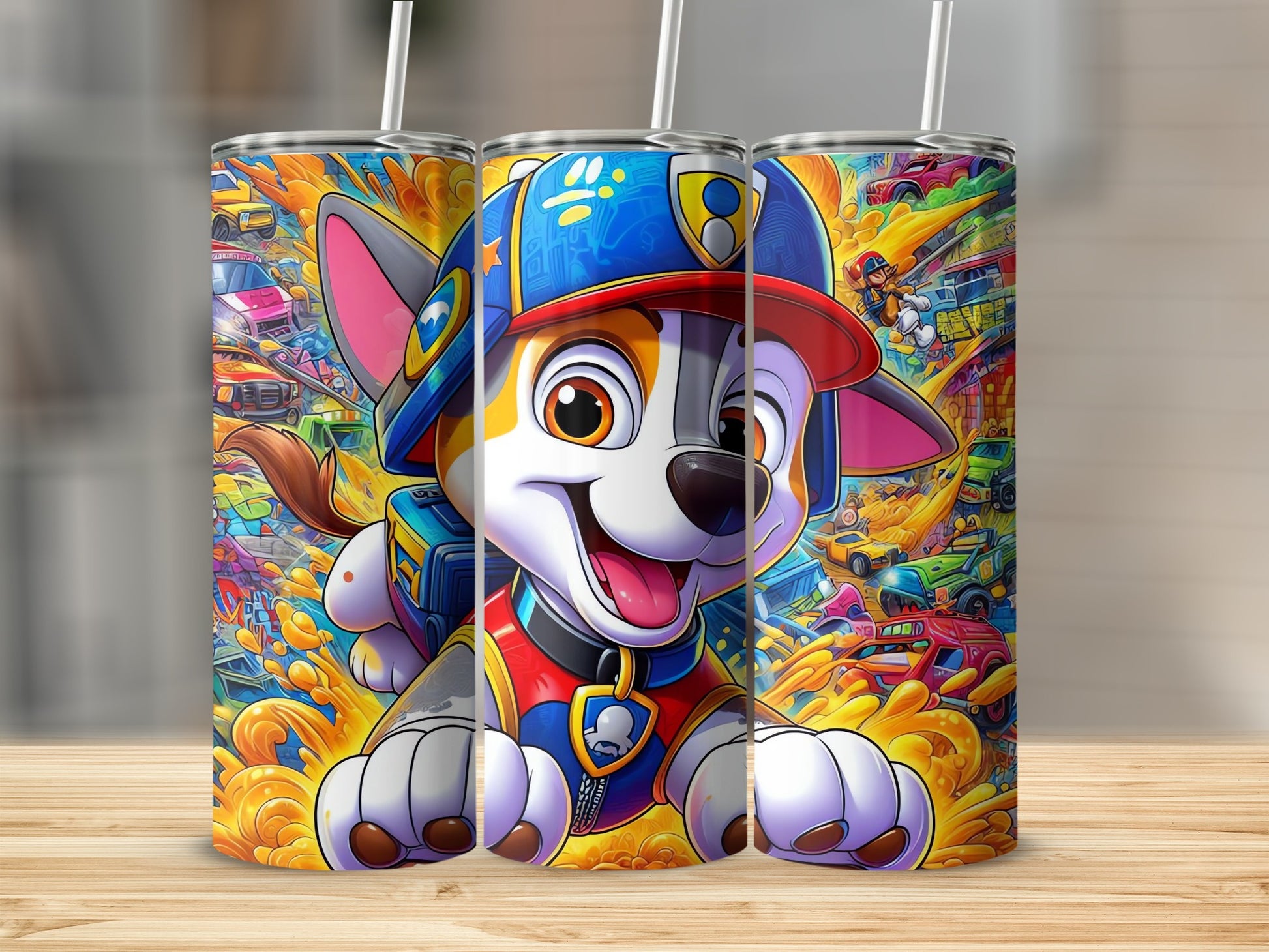 Colorful Cute Dog Cartoon Themed Tumbler Product