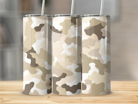 Tan and White Camouflage Tumbler 20oz Drinkware Accessory
