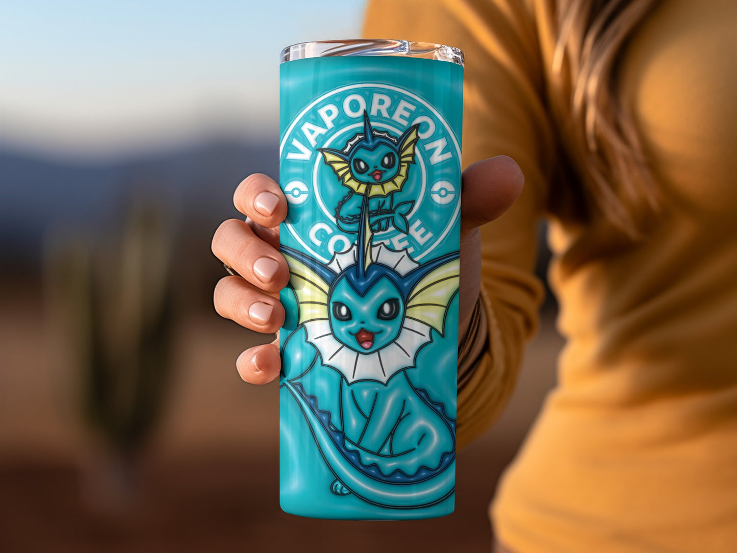 Vaporeon Café Design Insulated Tumbler for Drinks
