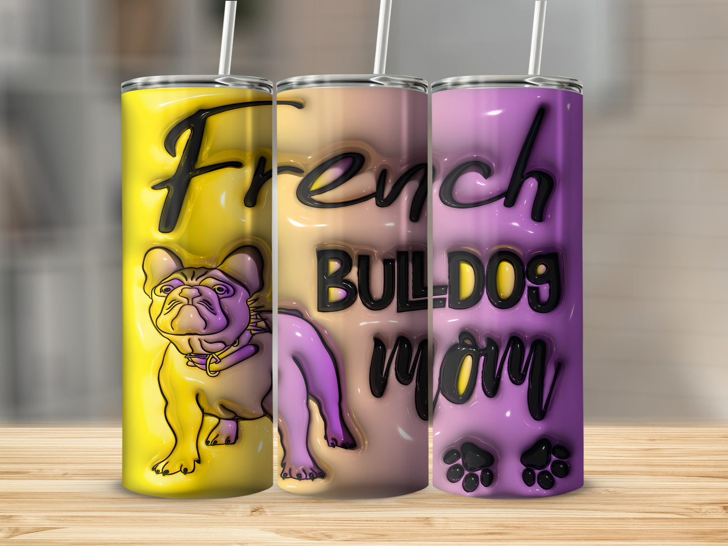 French Bulldog Mom Paw Prints Design Tumblers product type