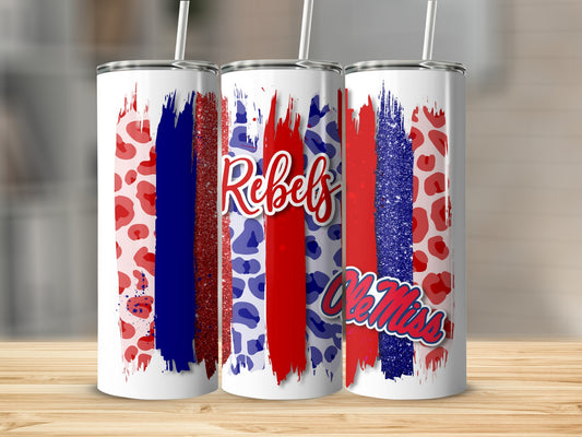 Rebels Ole Miss Brushstrokes Patterned Tumblers