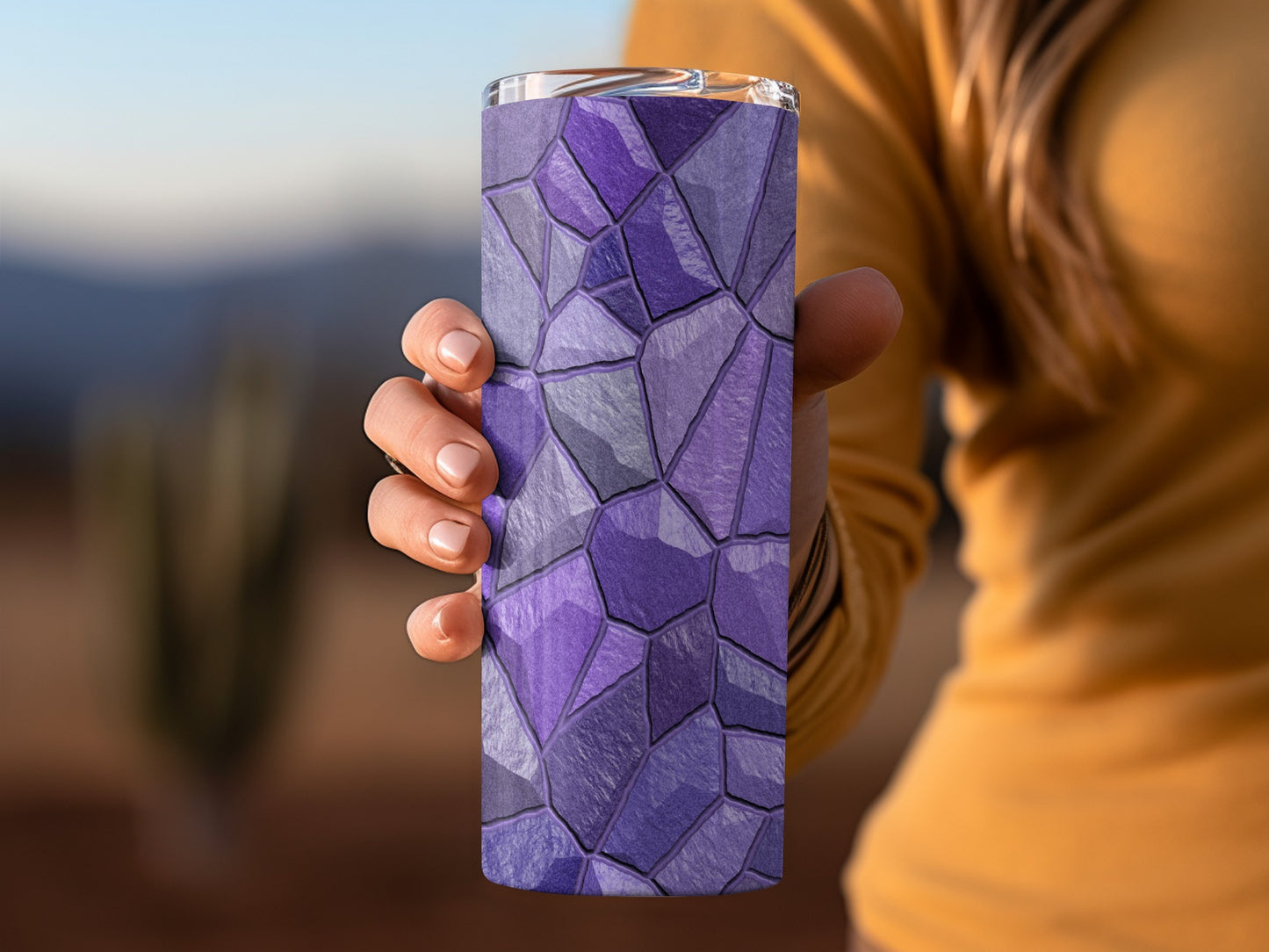 Purple Tones Stone Pattern Surface Arrangement Mosaic Tumblers