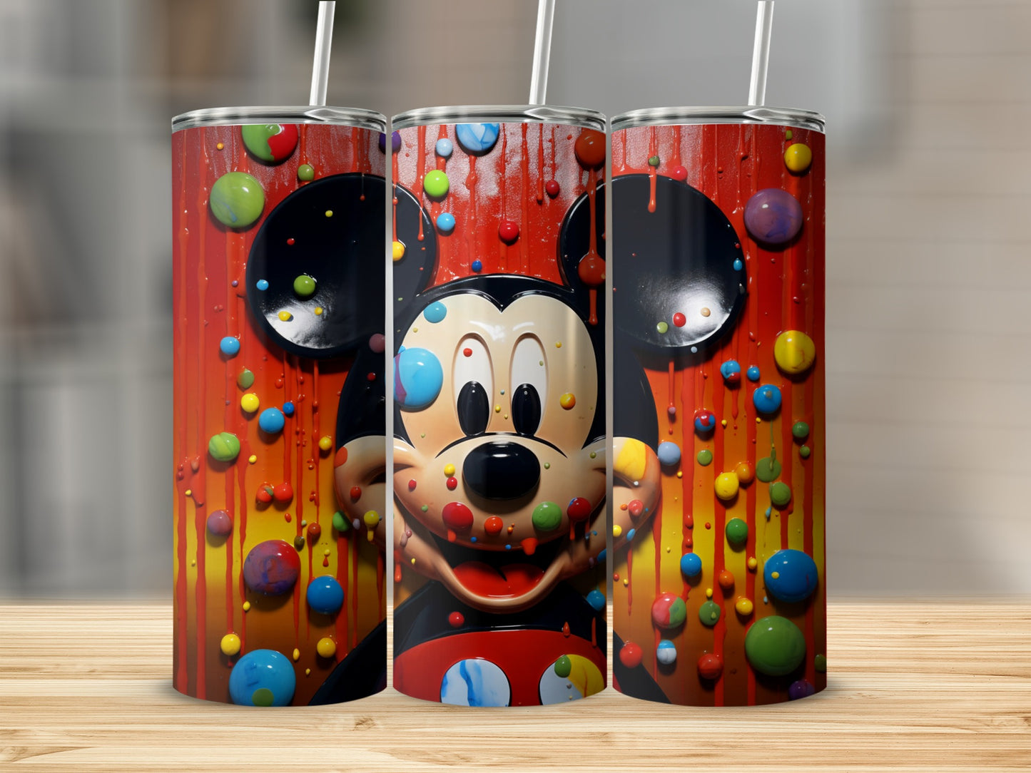 Colorful Character Design Tumbler with Straw