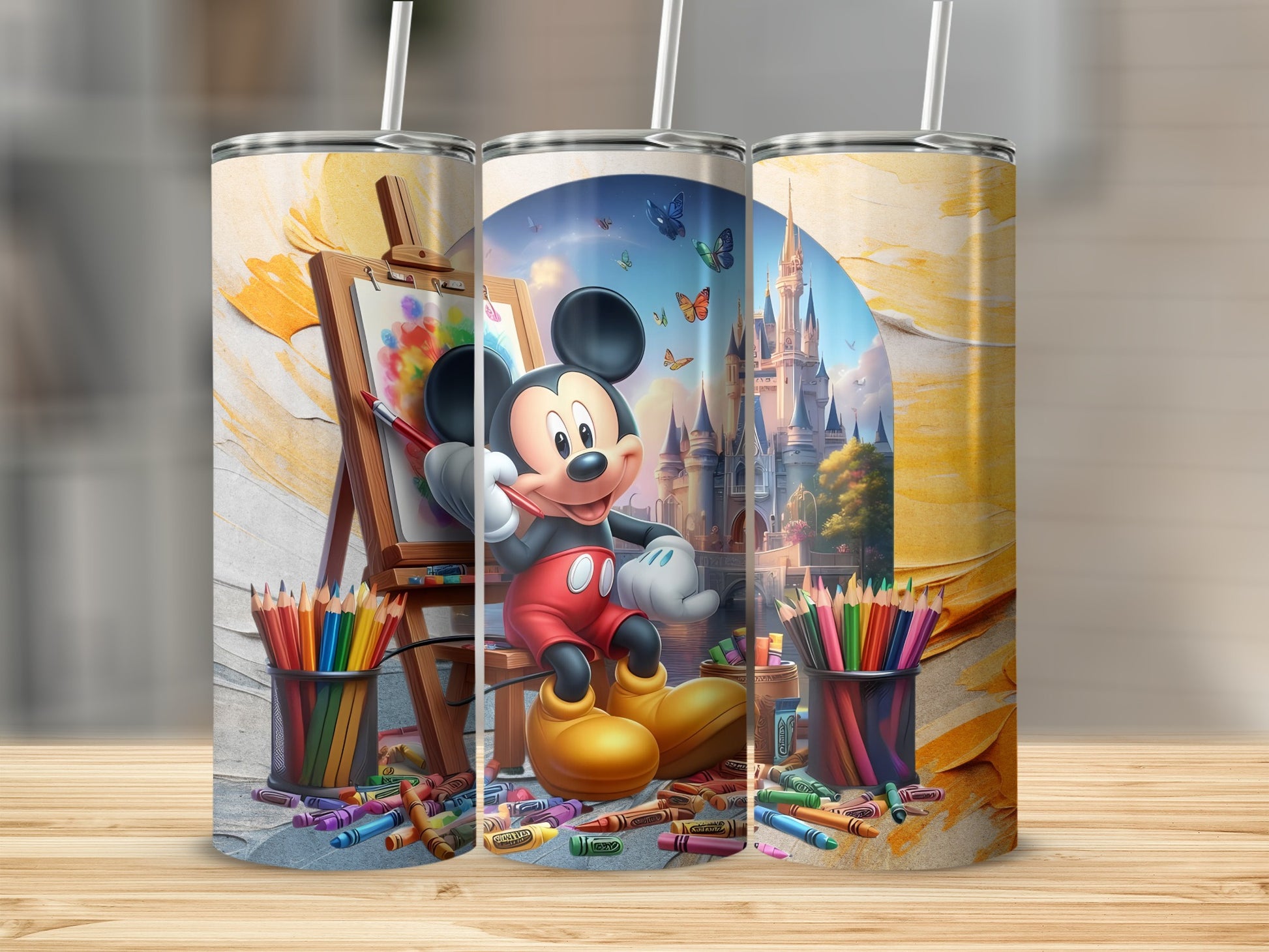 Colorful Disney Inspired Art Mickey Mouse Tumbler