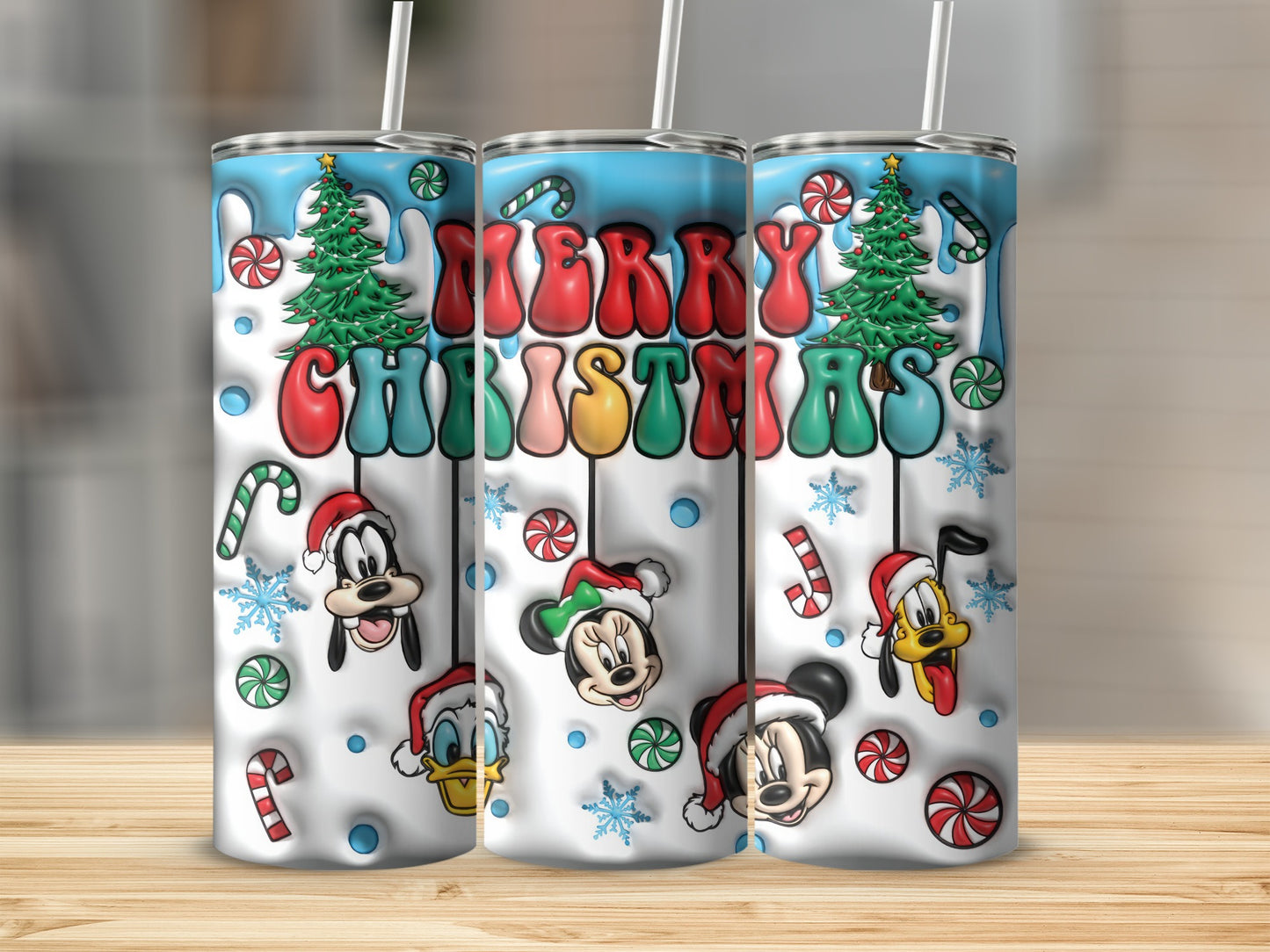 Merry Christmas Candy Cane Characters Tumbler