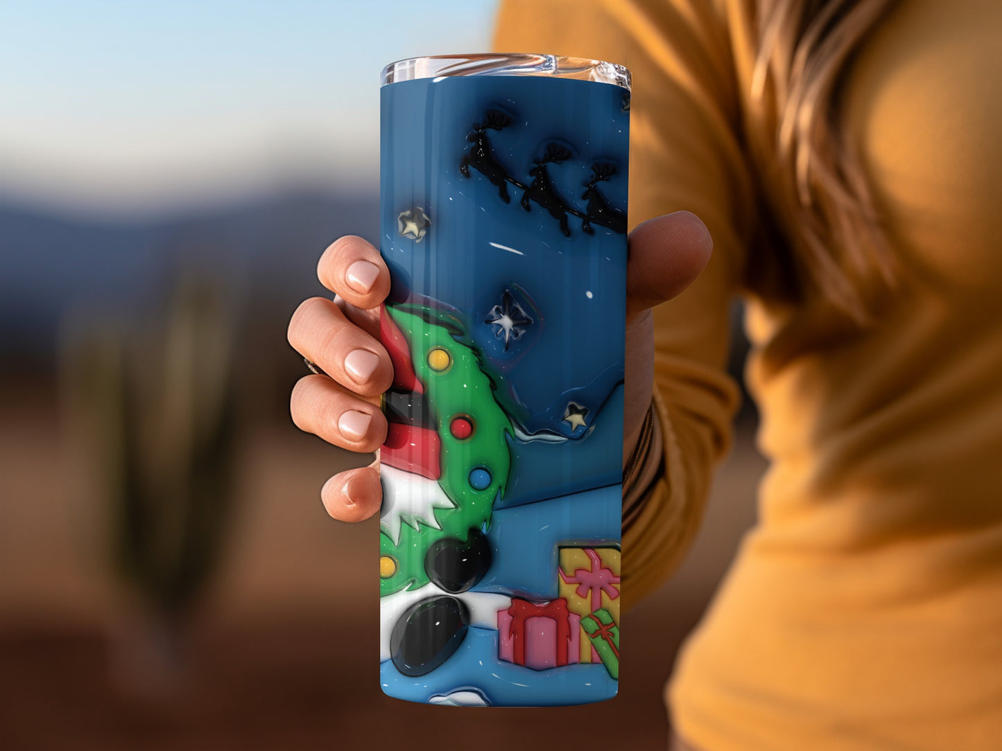 Festive Christmas Scene Tumbler Perfect for Holidays