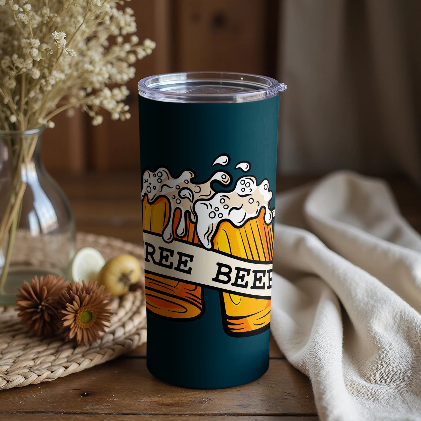 Three Beers Tumbler for Beer Lovers Insulated Travel Cup