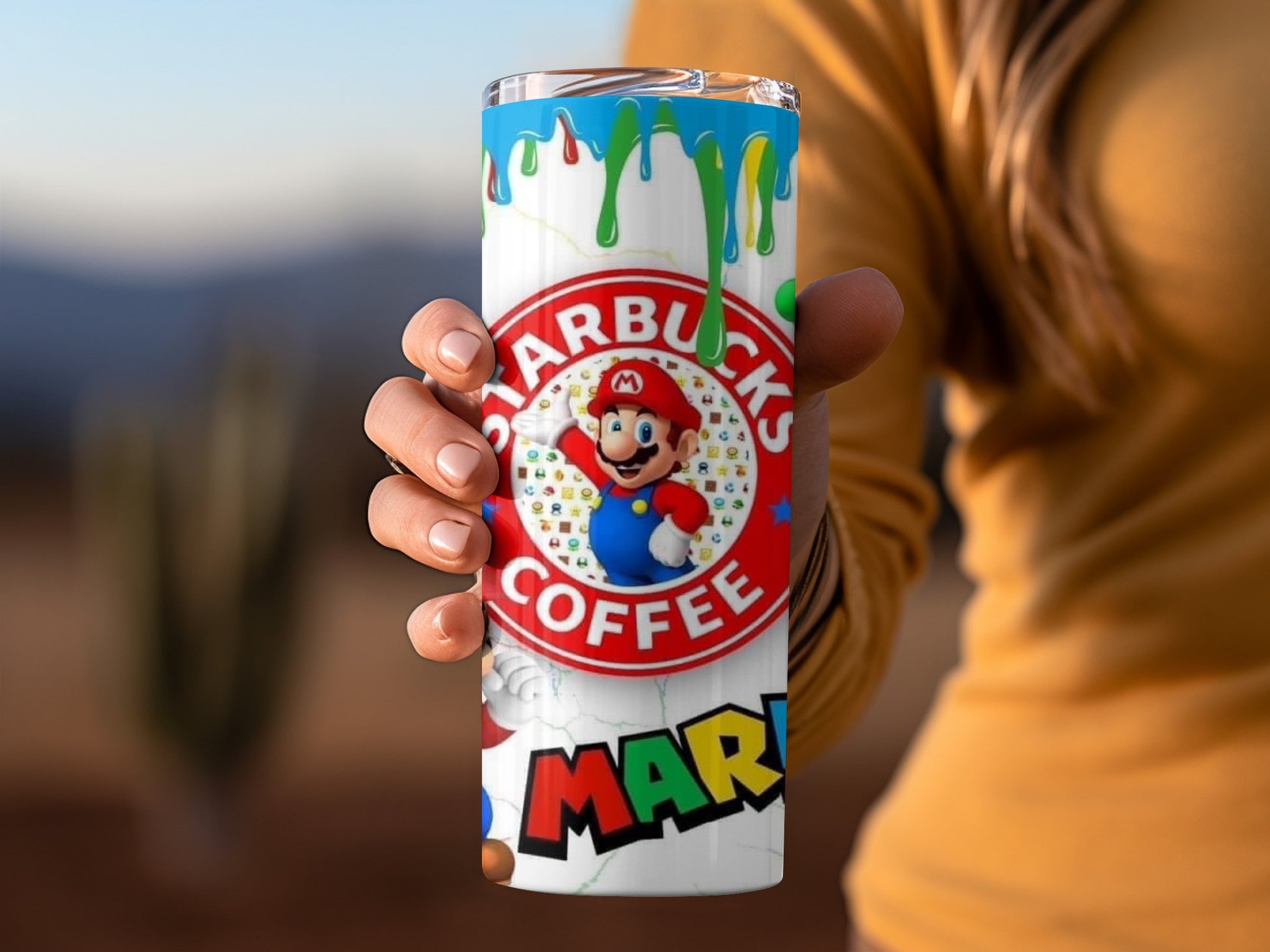 Colorful Mario Starbucks Coffee Design Drinkware