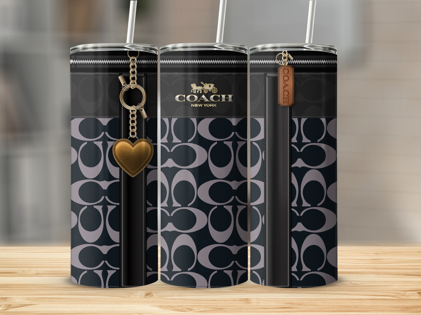 Coach New York Designer Tumbler with Heart Charm