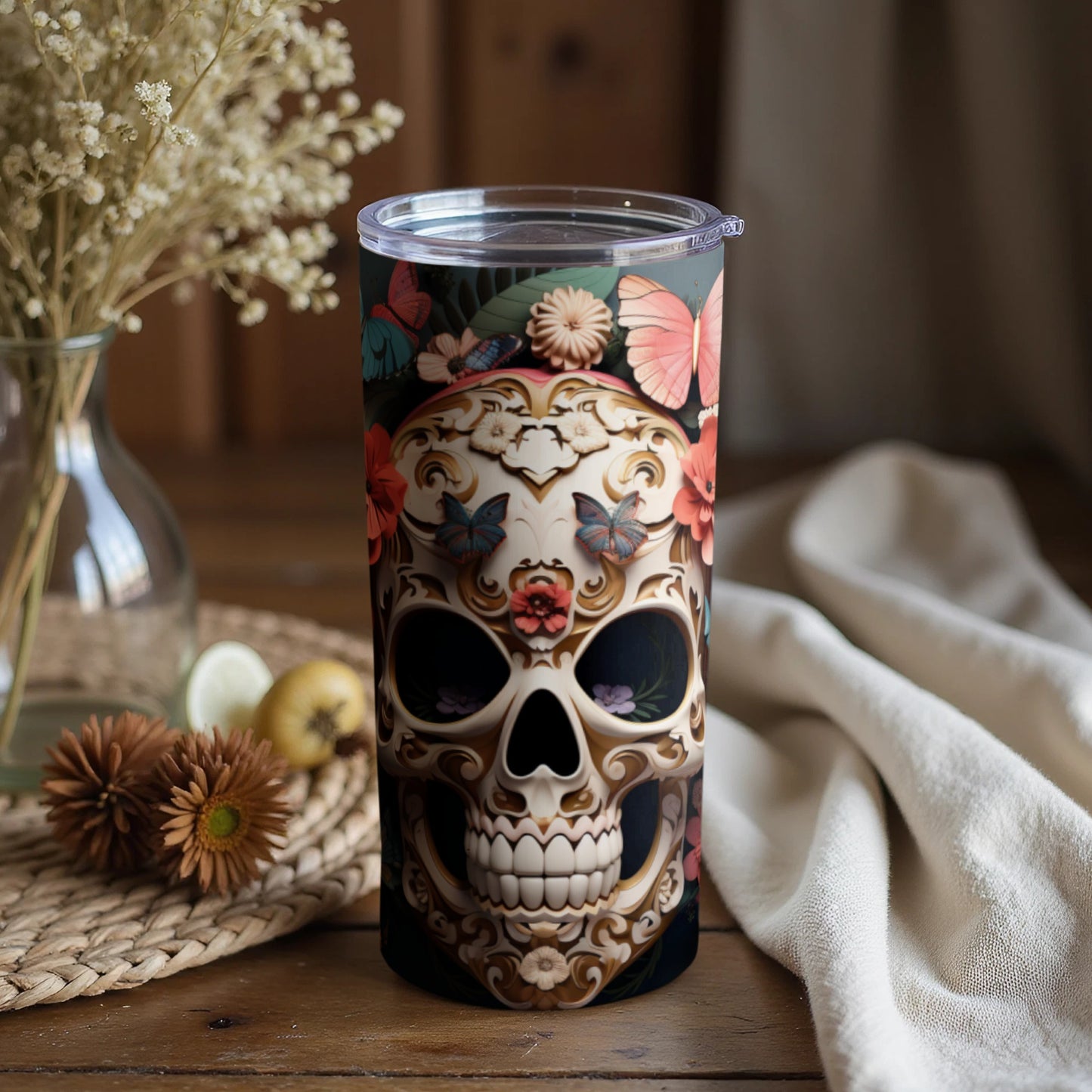 Skull Design Insulated Tumbler for Hot and Cold Drinks