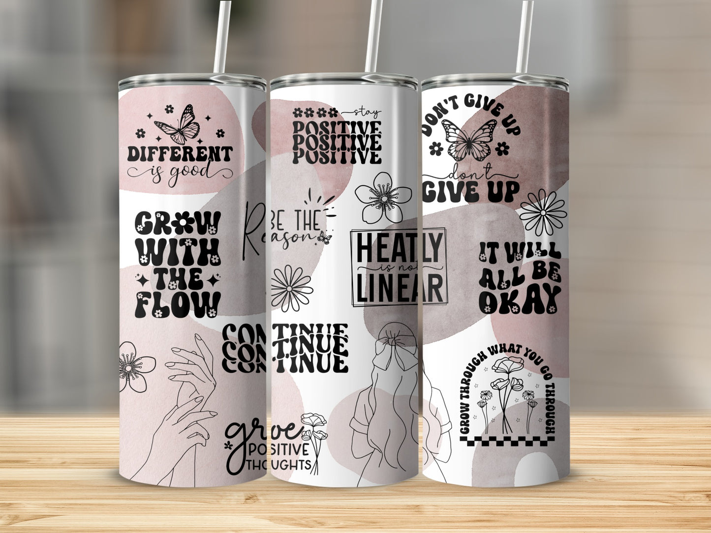 Motivational Quotes Tumbler Grow With The Flow Accessory