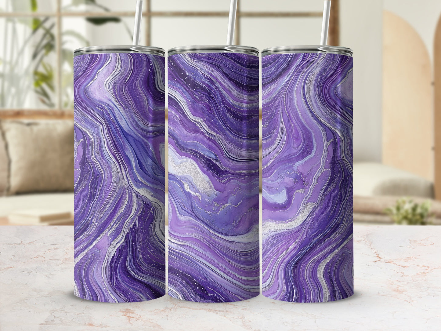 Violet Dreams Agate Stone Patterned Design Tumblers