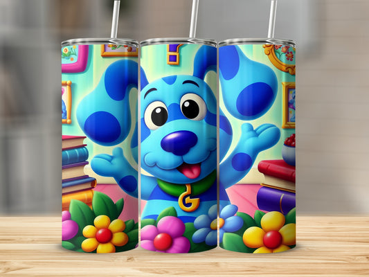 Blue Cartoon Dog Character Themed Custom Tumbler