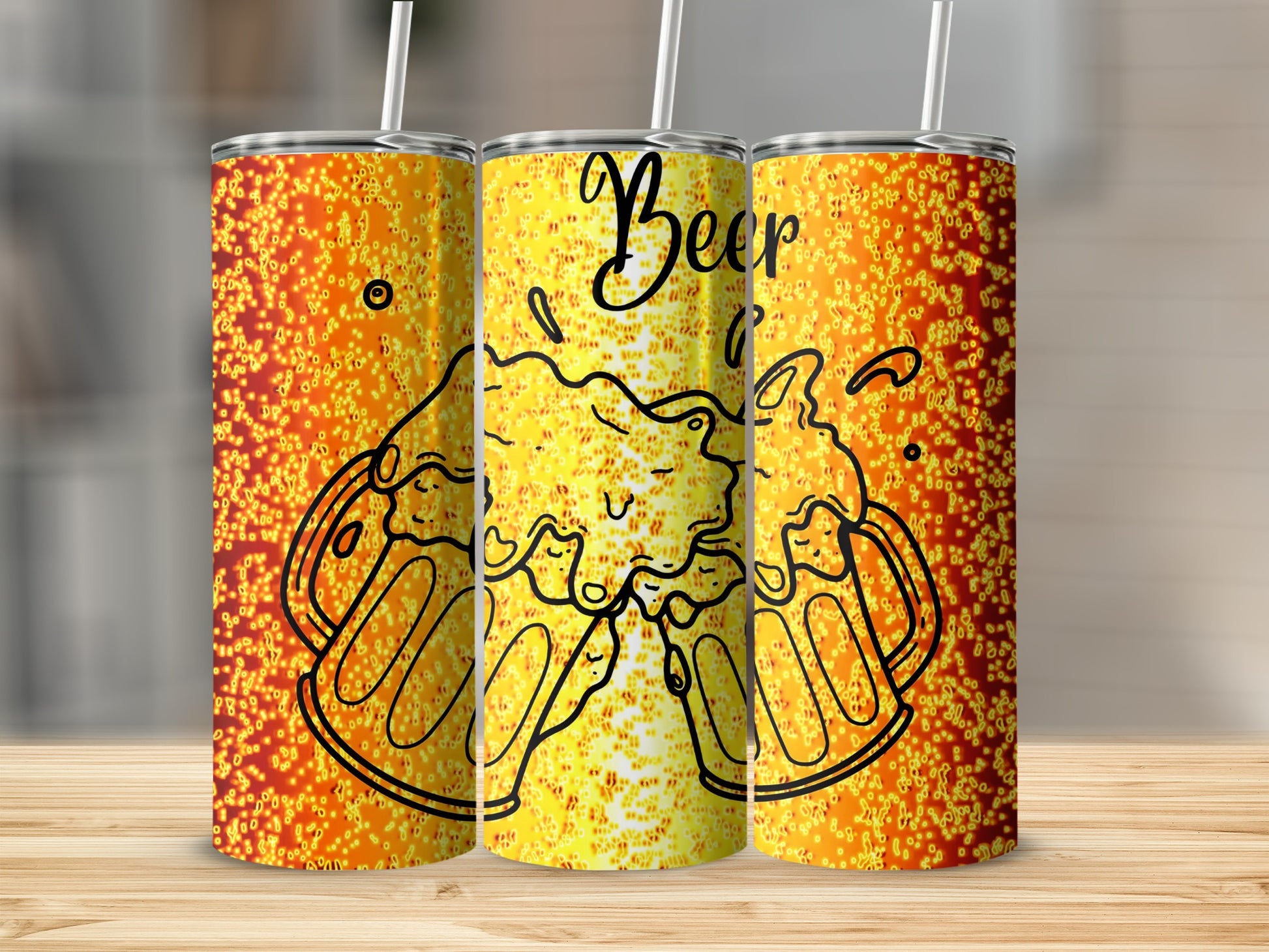 Splash of Beer Glitter Tall Tumbler Design Template