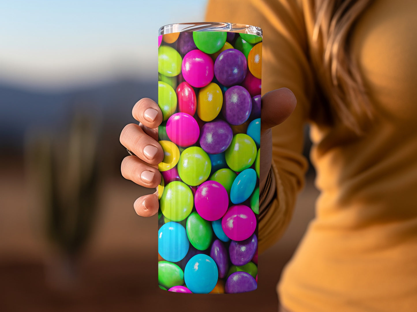 Colorful Candies Background Bright Neon Assorted Tumblers