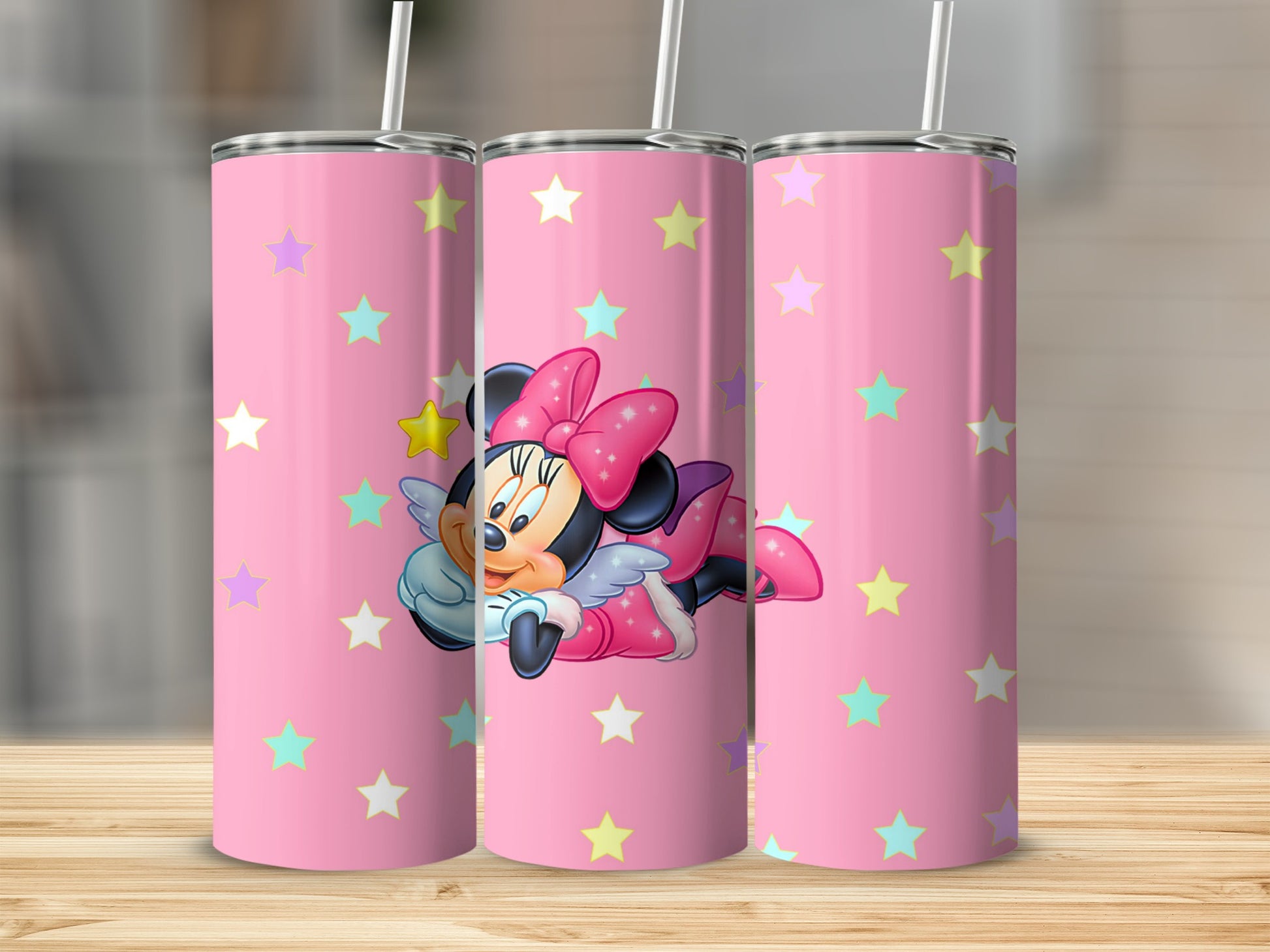 Adorable Pink Starry Mouse Character Tumbler