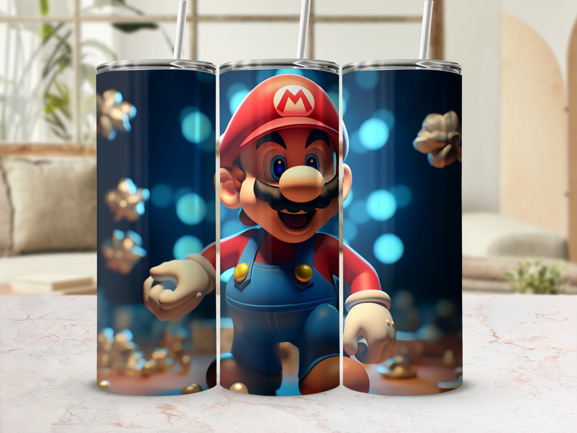 Retro Mario Themed Travel Tumbler for Gamers
