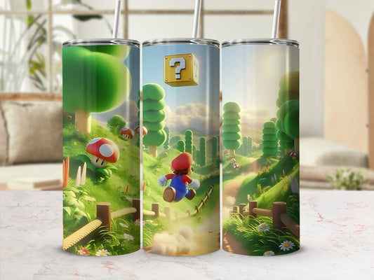 Colorful Fantasy World Tumbler with Iconic Game Art Design