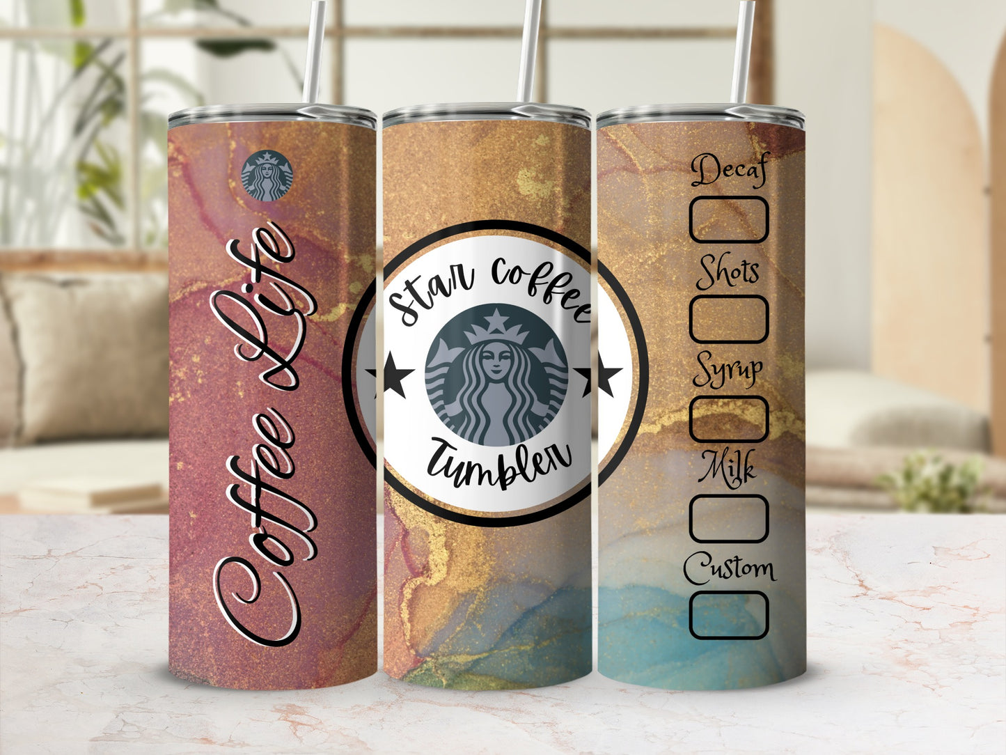 Artistic Coffee Life Star Coffee Tumbler for Beverages